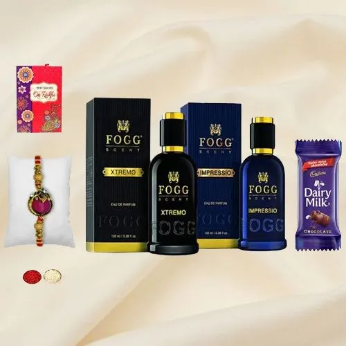 Mens Fogg Perfume Combo N Elegant Rakhi for Bhai