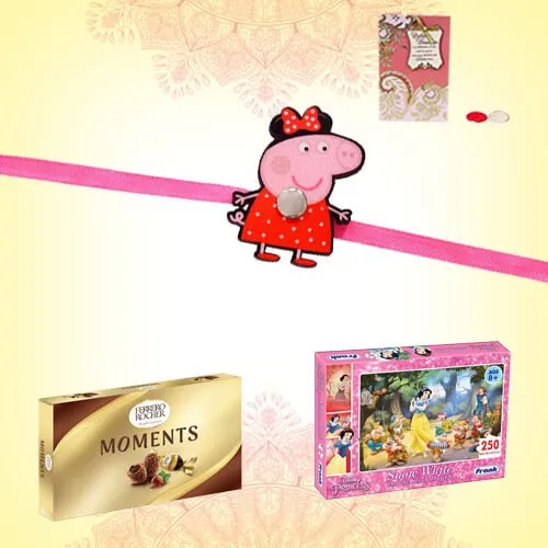 Disney Jigsaw Puzzle kit with Peppa Rakhi n Ferrero Rocher
