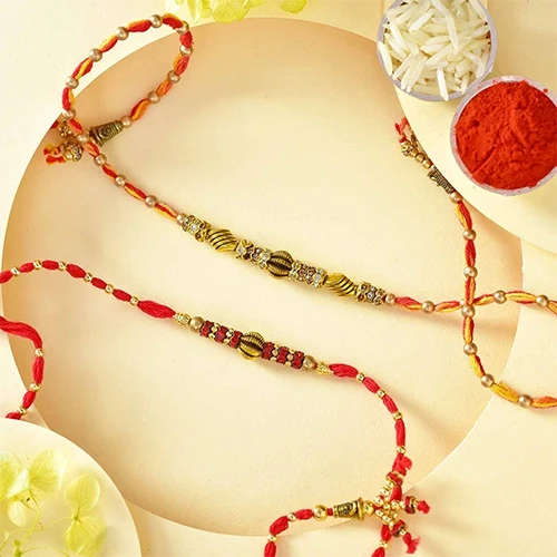 Metal Beads Rakhi Set