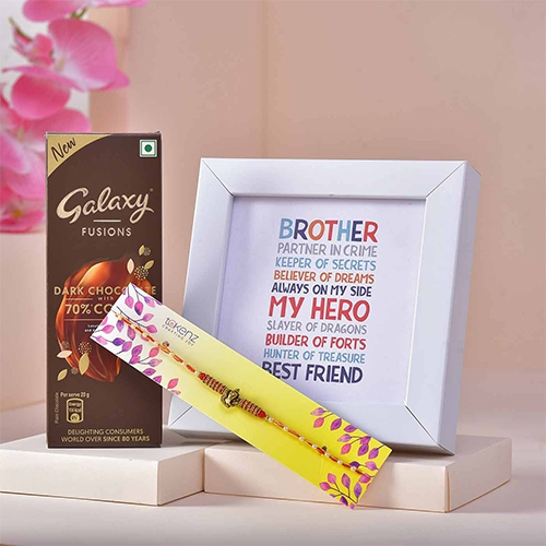 Traditional Rakhi with Chocolates n Photo Frame Combo