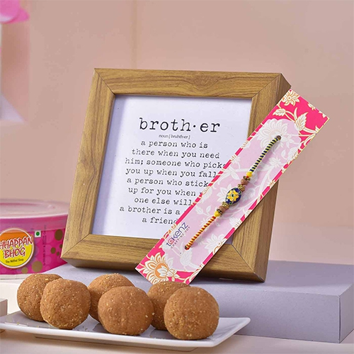 Popular Rakhi Ladoo Hamper with Brother Frame