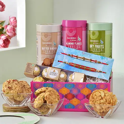 Awesome 2 Rakhi and Cookies Hamper