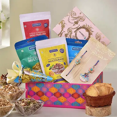 Remarkable Bhaiya Bhabhi Rakhis N Treats Hamper