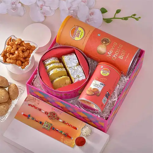 Amazing Double Rakhi Hamper with Chappanbhog Treats