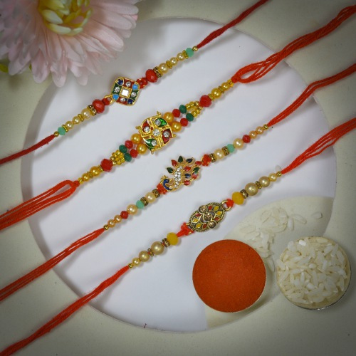 Classic Set of 4 Kundan Work Rakhi