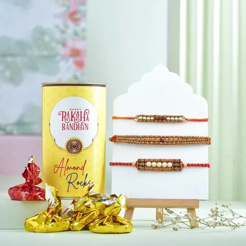 Festive Rakhi Trio  N  Chocolate Delight