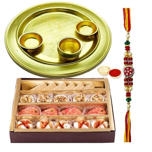 <font color=#FF0000>Haldiram</font>s Assorted Sweets N Silver Plated Rakhi Thali