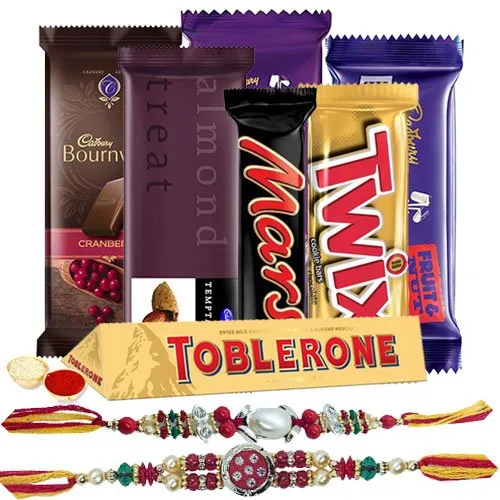 Extravagant Chocolate Gift Hamper with Stunning Floral Rakhi