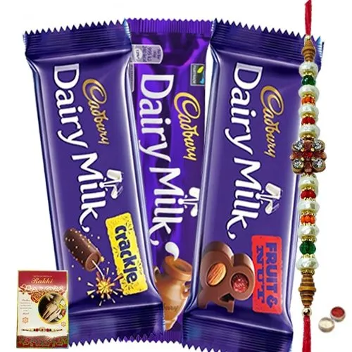 Assorted Cadburys Special Pack with Rakhi and Roli Tilak Chawal