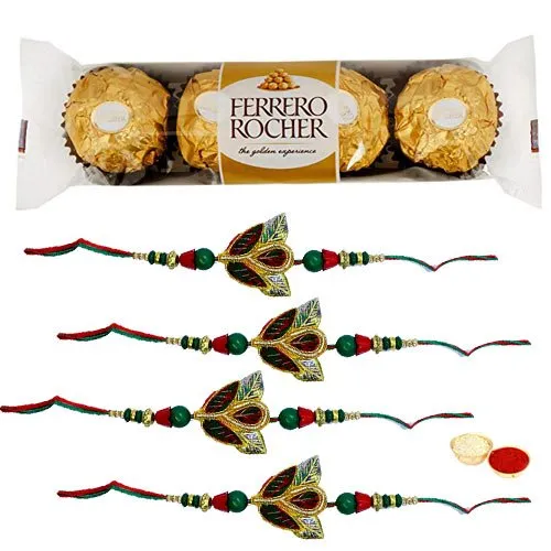 Alluring Rakhi Set with Ferrero Rocher Chocolates