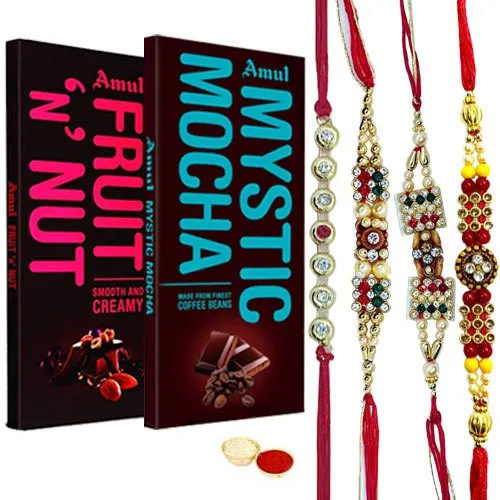 Marvelous Set of Rakhis with Amul Chocolates