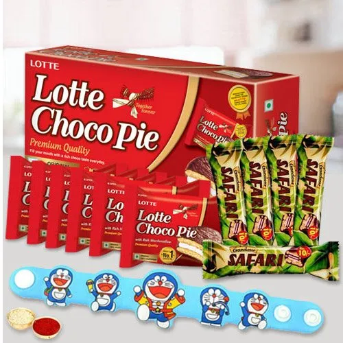 Chocolates and Doraemon Rakhi for Kids