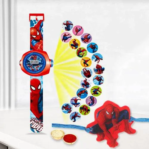 Amazing Spider Man Rakhi with Spider Man Projector Watch