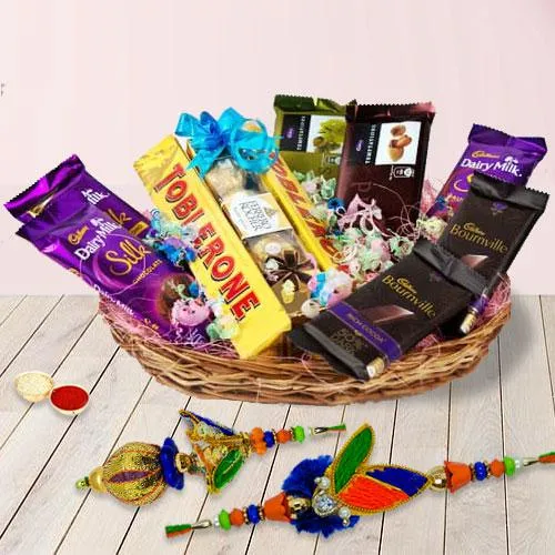 Bhaiya Bhabhi Rakhi Set with Chocolates Basket