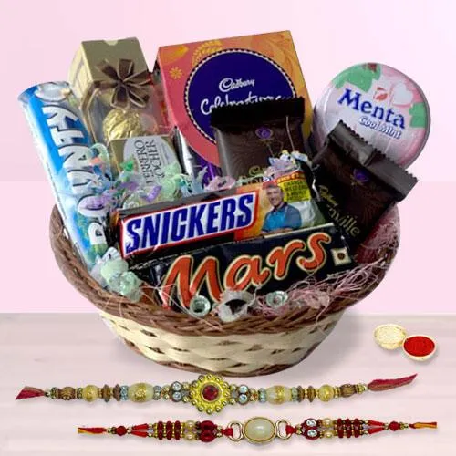 Special Chocolates Basket with Twin Fancy Rakhi