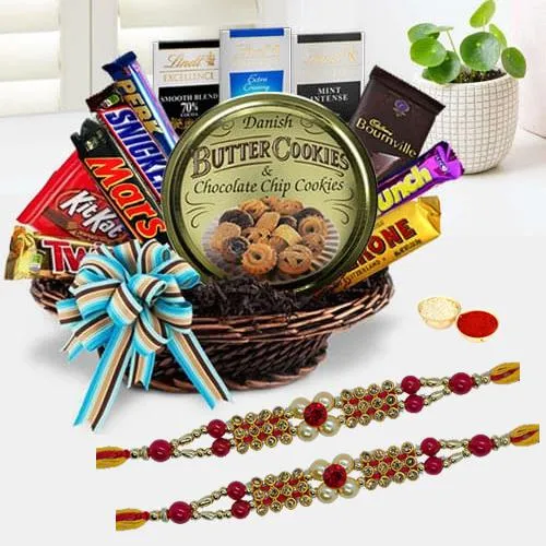 Imported Chocolate Hamper with Designer Rakhi Set
