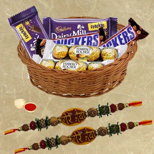 Assorted Chocolates with Mere Bhaiya Rakhi Pair