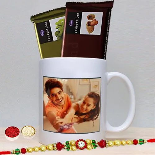 Designer Rakhi with Cadbury N Personalized Photo Mug