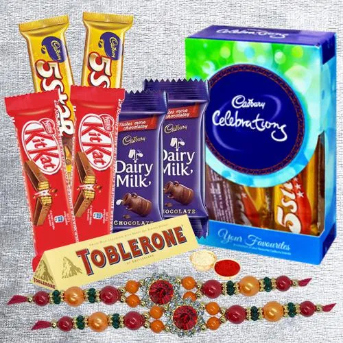 Marvellous Chocolates Gift Hamper with Dual Stone Rakhi