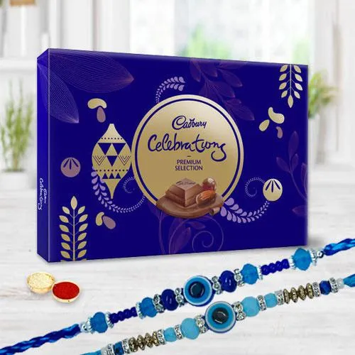 Cadburys Premium Selection Chocolates with Twin Evils Eye Rakhi
