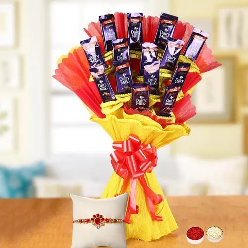 Sending Cadbury Chocolates Bouquet with Rakhi to India