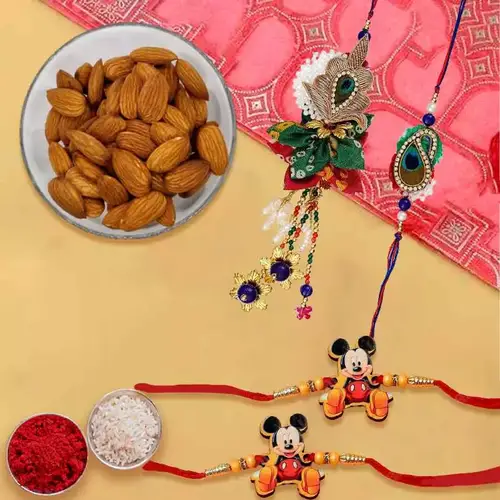 Impressive Family Rakhi Set with Almonds