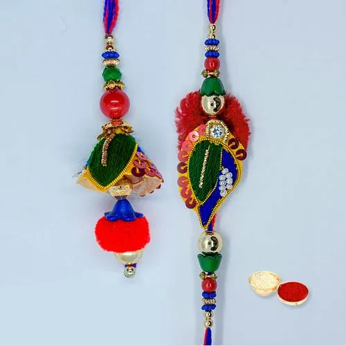 Fabulous Pyar Ka Bandhan Rakhi Lumba Set with Message Card N Roli Tika N Chawal