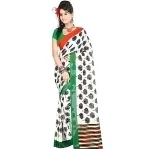 Gorgeous White Shaded Dani Georgette Printed Saree with Floral Decors