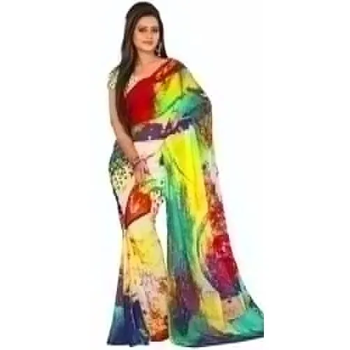 Dazzling Multicoloured Georgette Saree with Digital Printed Design