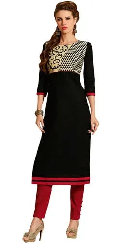 Magnificent Womens Black Cotton Printed Suit