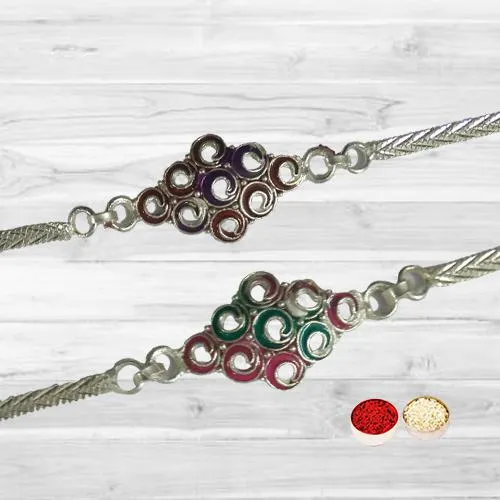 Set Of Two Silver Rakhis