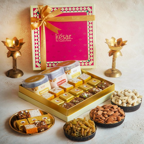 Delightful Treat Box of Assorted Nuts N Sweets from Kesar