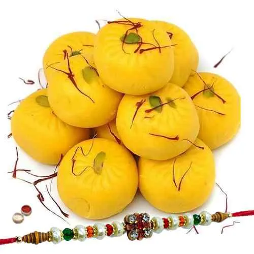 Sweet time for Rakshabandhan with Kesaria Pedas from <font color=#FF0000>Haldiram</font> and 1 Free Rakhi, Roli Tilak and Chawal