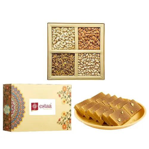 Glorious Mysore Pak from Estaa Sweets with Assorted Dry Fruits
