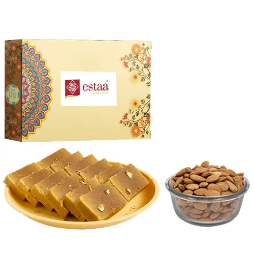 Gratifying Mysore Pak from Estaa Sweets with Crunchy Almonds