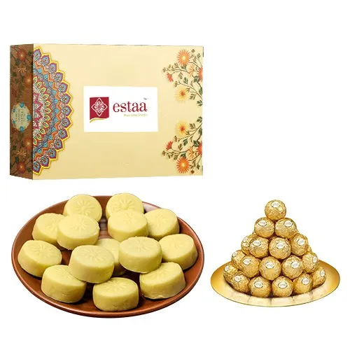 Toothsome Doodh Peda from Estaa Sweets with Ferrero Rocher	