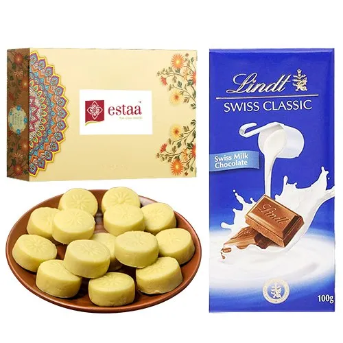 Blissful Doodh Peda from Estaa Sweets with Lindt Excellence Chocolate Bar