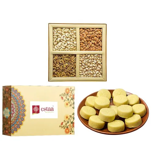 Classic Doodh Peda from Estaa Sweets with Assorted Dry Fruits
