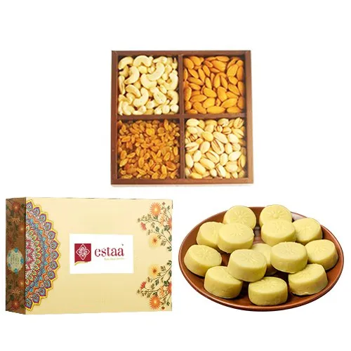 Delicate Doodh Peda from Estaa Sweets with Mixed Dry Fruits