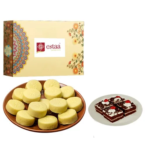 Extraordinary Doodh Peda from Estaa Sweets with Chocolate Pastry