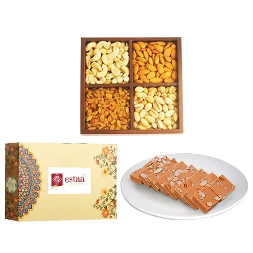 Satisfying Horlicks Burfi from Estaa Sweets with Mixed Dry Fruits