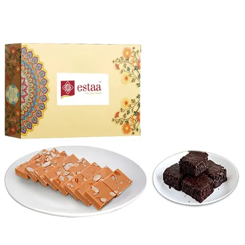 Tempting Horlicks Burfi from Estaa Sweets with Brownie
