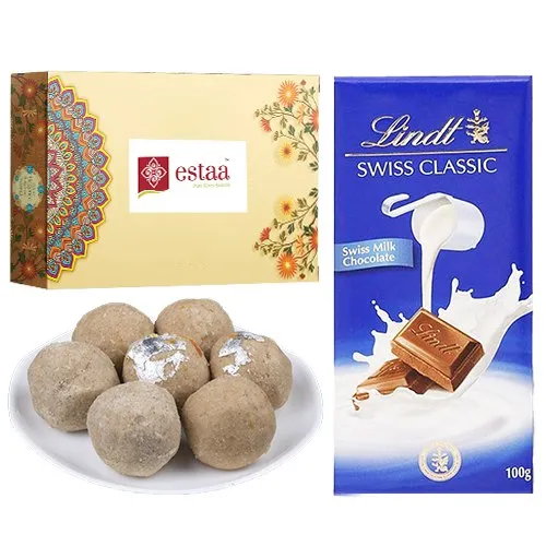 Exquisite Sunnundalu from Estaa Sweets with Lindt Excellence Chocolate Bar