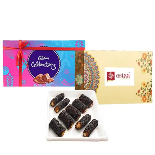 Toothsome Kaju Chocolate Roll from Estaa Sweets with Cadbury Celebration