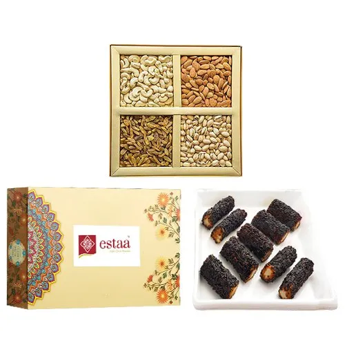 Yummy Kaju Chocolate Roll from Estaa Sweets with Assorted Dry Fruits