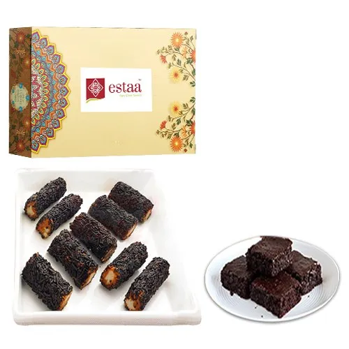 Exceptional Kaju Chocolate Roll from Estaa Sweets with Brownie