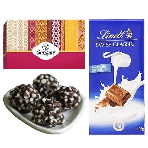 Finest Kaju Chocotwin from Sangam Sweets with Lindt Excellence Chocolate Bar