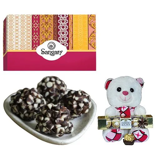 Magical Kaju Chocotwin from Sangam Sweets with Teddy  N  Ferrero Rocher