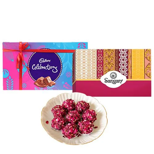 Wholesome Kaju Rose Laddu from Sangam Sweets with Cadbury Celebration