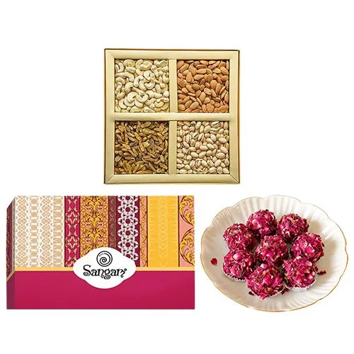 Amazing Kaju Rose Laddu from Sangam Sweets with Assorted Dry Fruits	